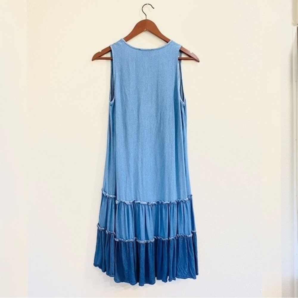 Karen Kane Chambray Tank Dress USA Made Sun Sleeveless Blue Soft XS 100% Rayon - Picture 7 of 7